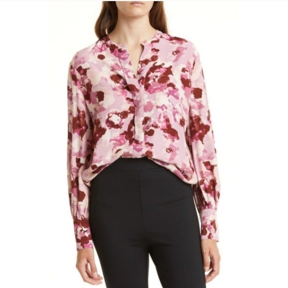 Nordstrom Tops - NORDSTROM Signature size Large floral pinks mauve long sleeved button-down NWT